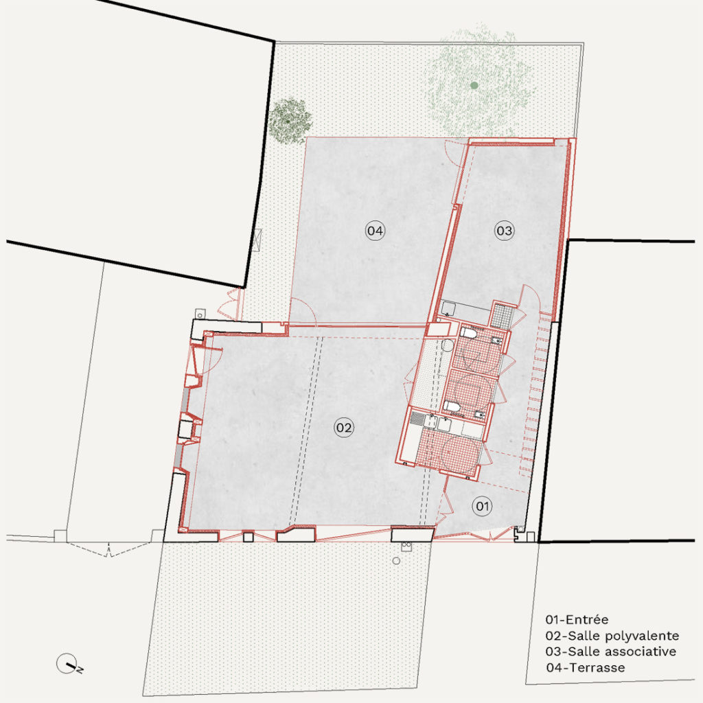 E04 COQ FAISAN – réhabilitation d’une grange en salle municipale, Bailly-Romainvilliers (77) plan projet