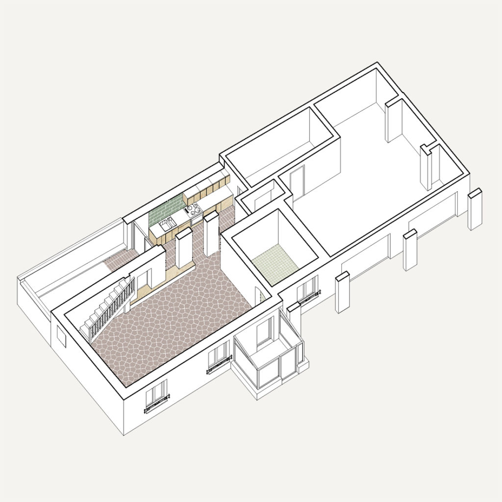HI15 MAISON PI - Rénovation énergétique et extension d'une maison individuelle, Villejuif (94) axonnométrie projet