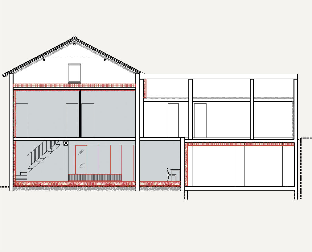 HI15 MAISON PI - Rénovation énergétique et extension d'une maison individuelle, Villejuif (94) coupe projet
